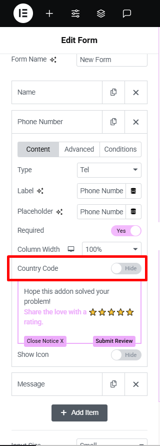 enable country code