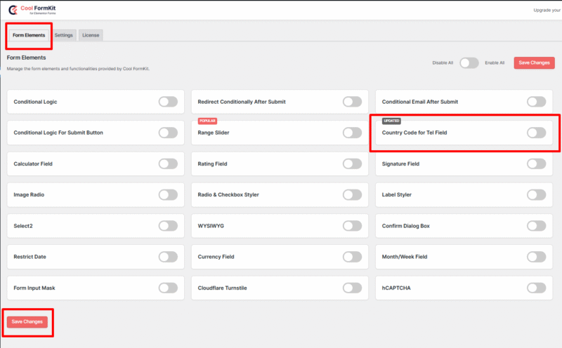 enable country code