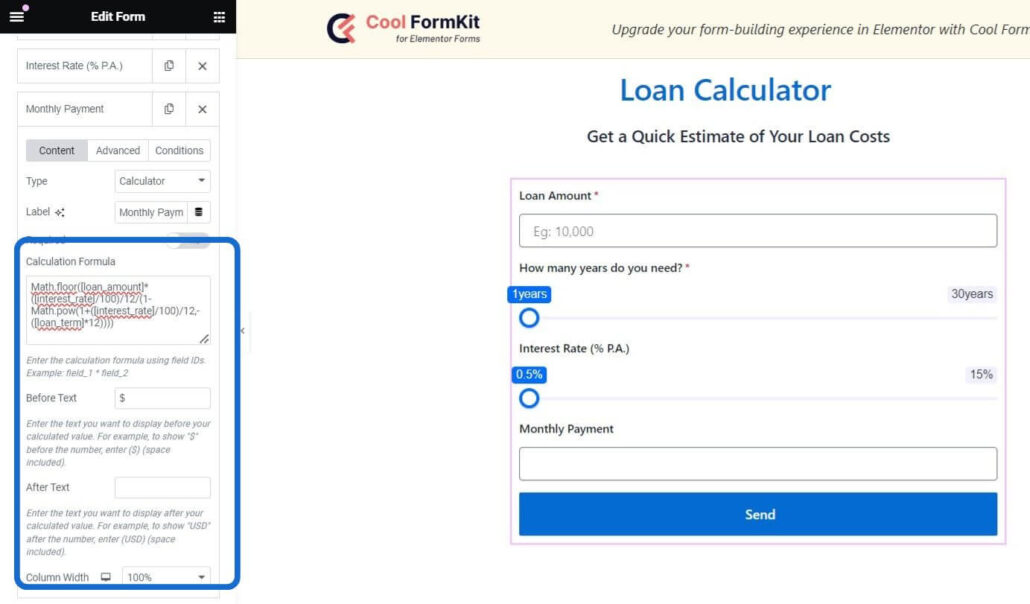 Loan Calculator content