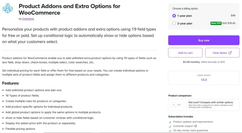 product addons