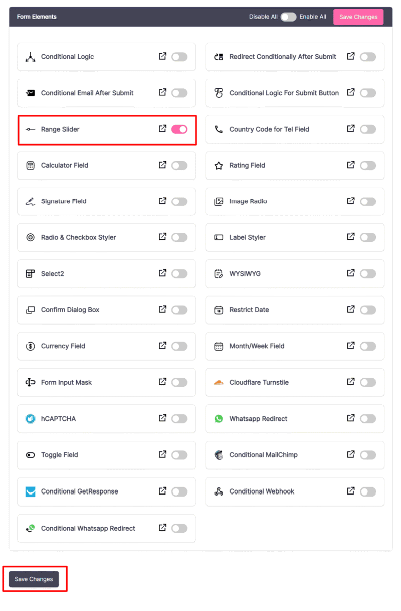 range slider form elements