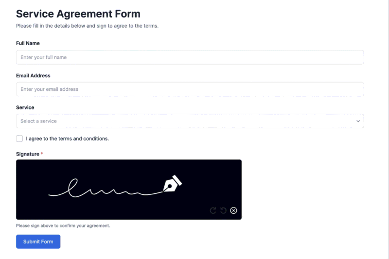 e-signature field example 