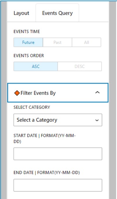 Filter by events setting