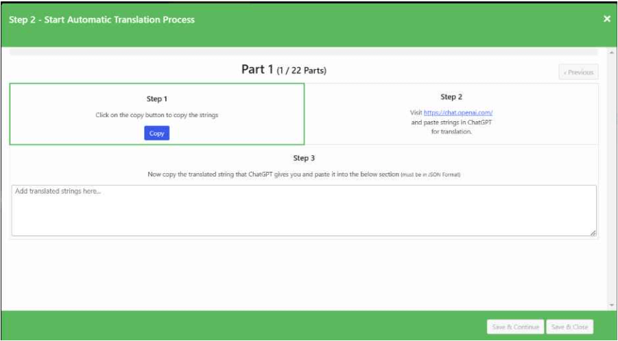 Chat GPT Translation process steps