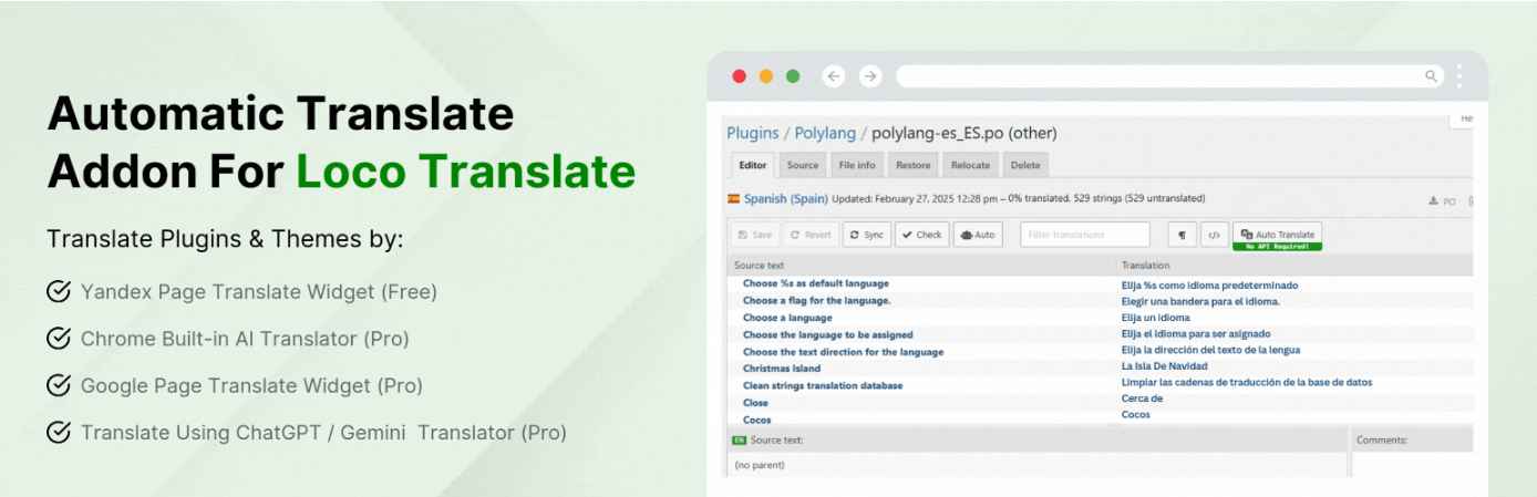 Automatic translate addon for Loco Translate
