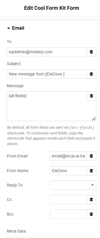 Adding Email redirection