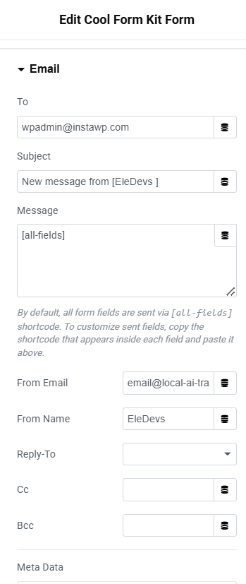 Adding Email redirection