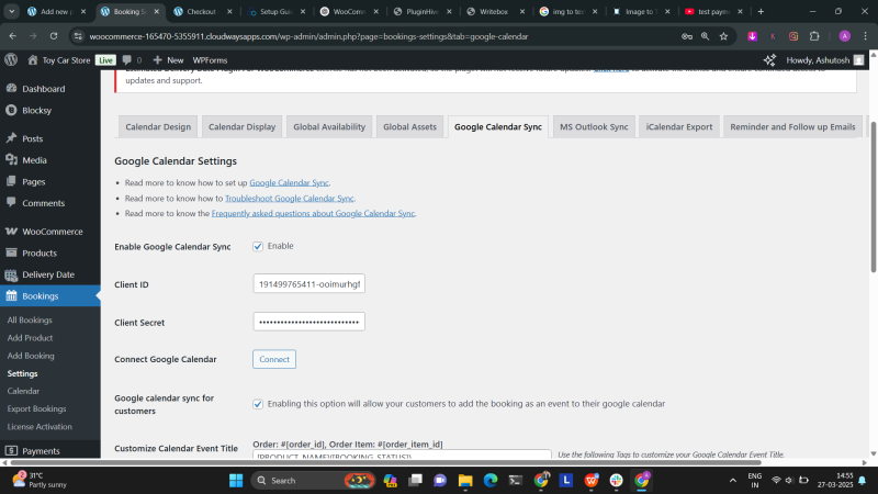 Google calendar sync settings