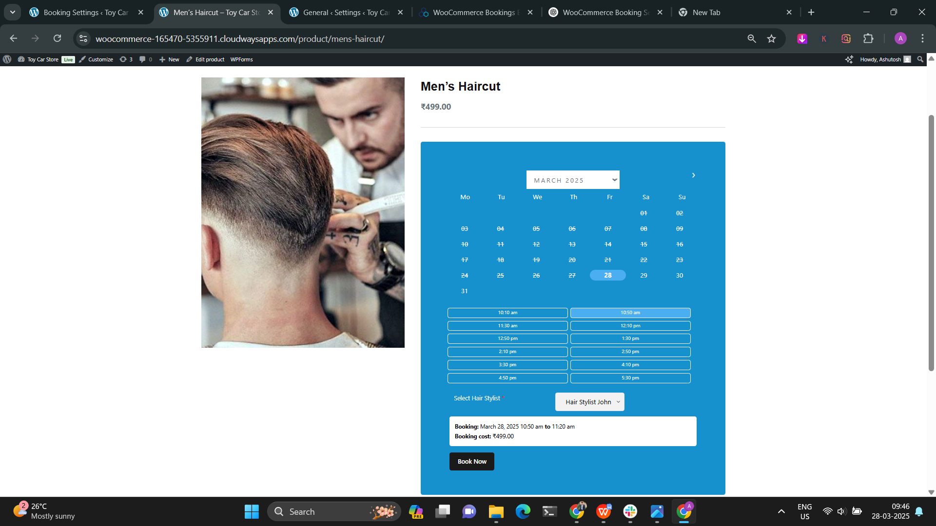 WooCommerce online booking preview