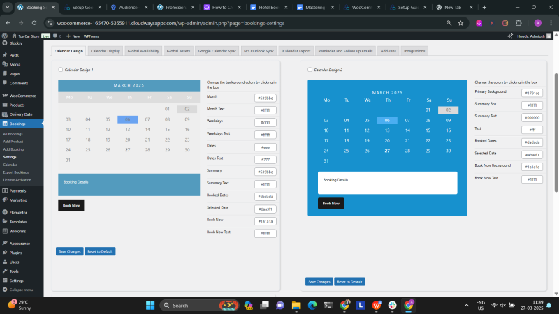 Calendar design customization
