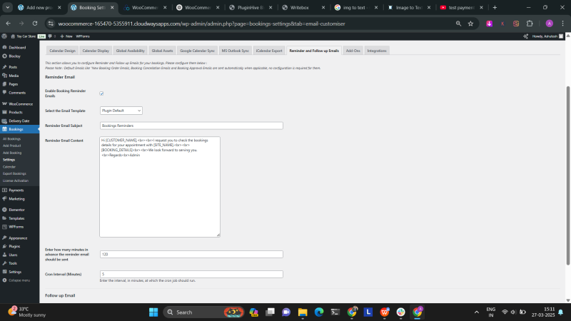 email notification settings