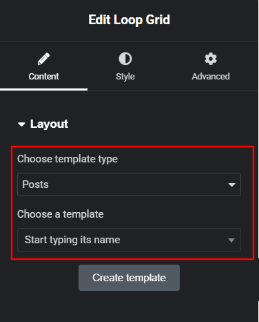 loop grid layout setting