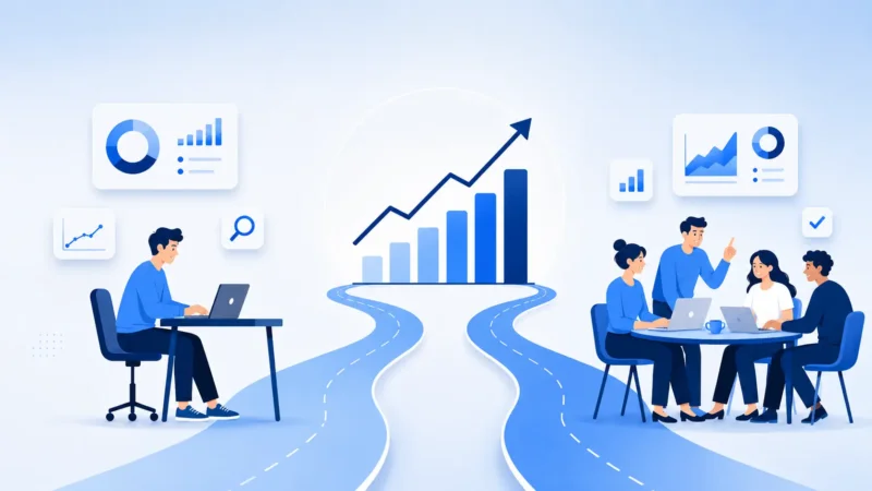SEO freelancer vs SEO company comparison illustration