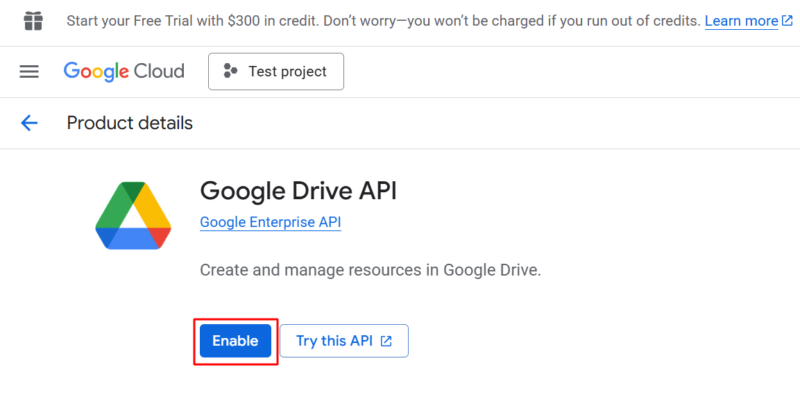 enable google drive api