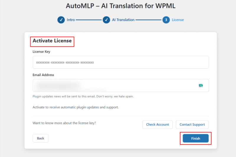 enter automlp license