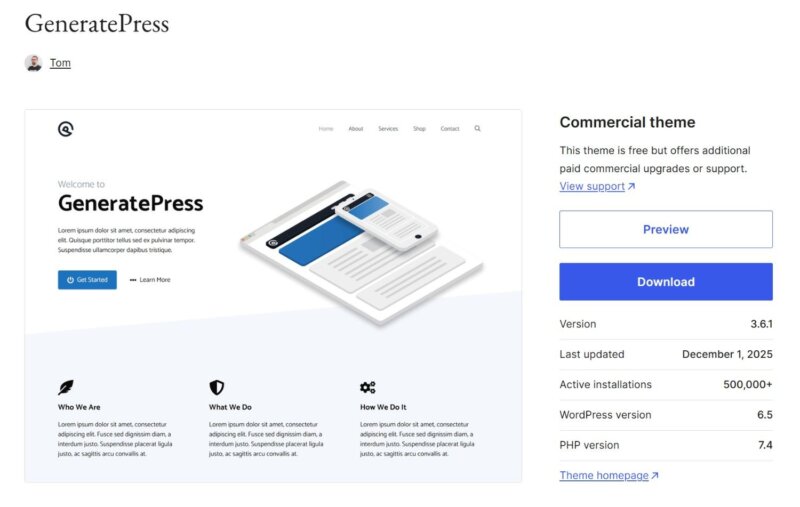 generatepress theme