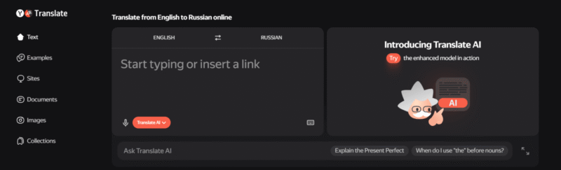 yandex translate provider